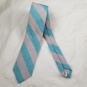 Sprezza Aqua & Grey Stripe Linen Tie
